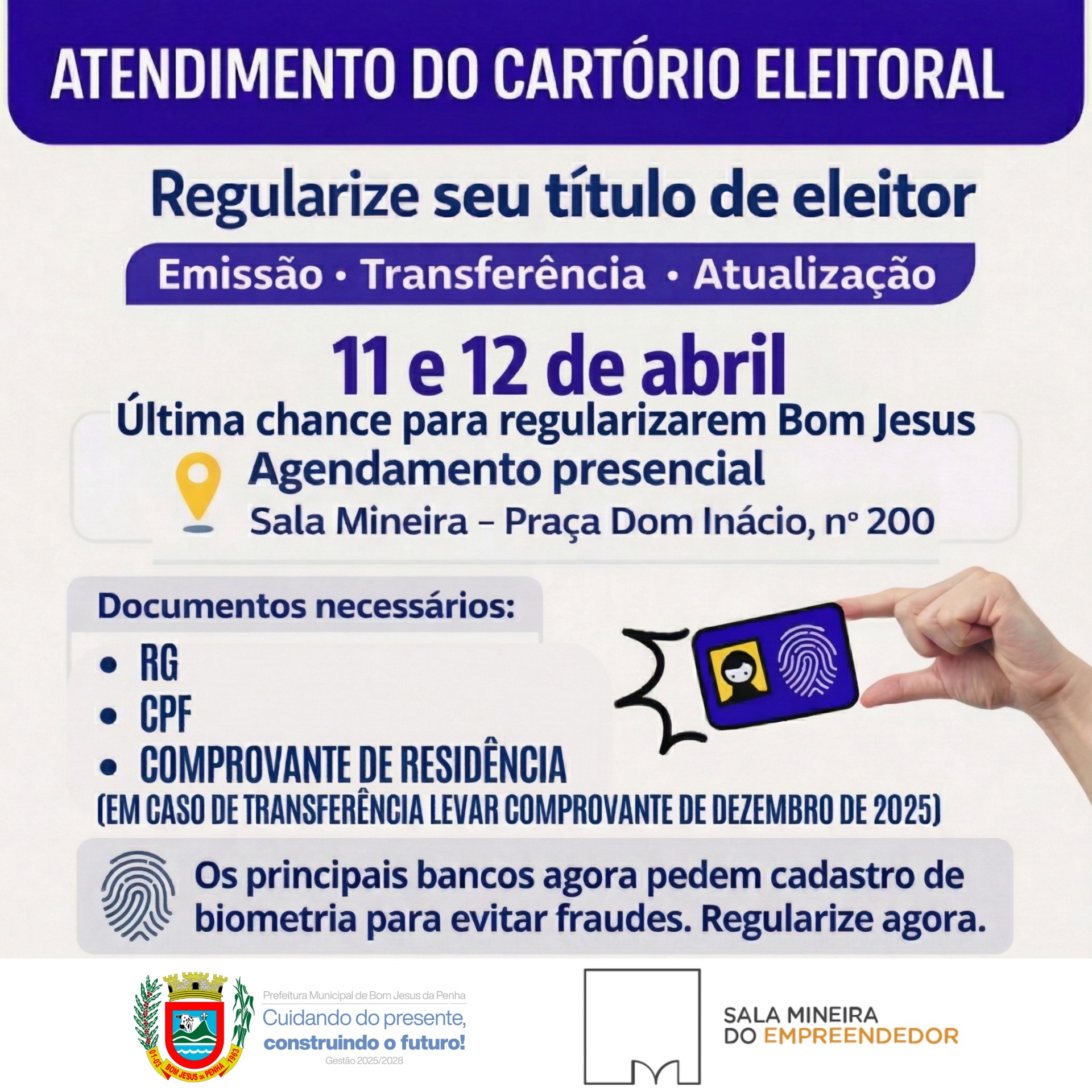 ÚLTIMA OPORTUNIDADE: Cartório Eleitoral em Bom Jesus da Penha!
