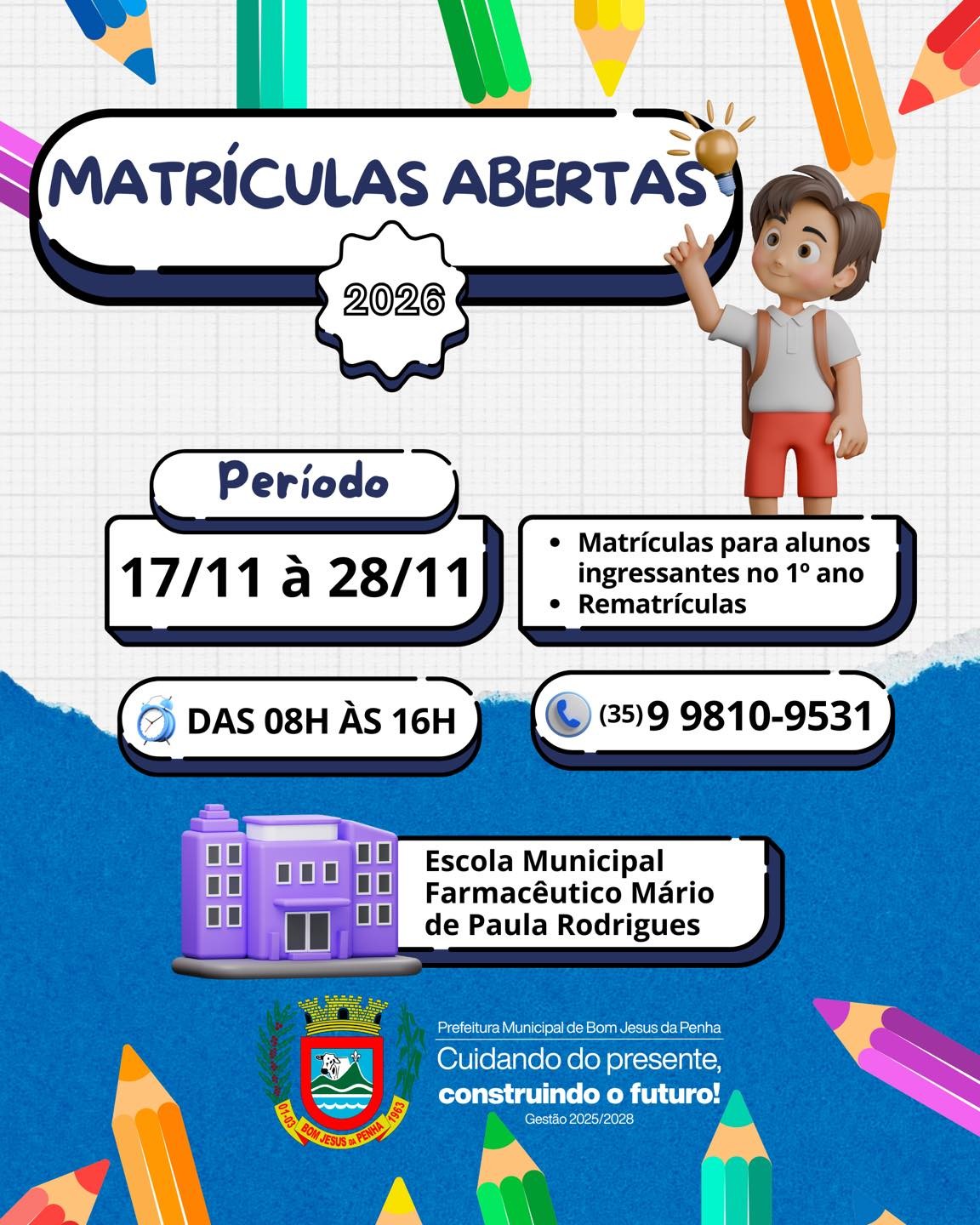 Matrículas Para 2026  Abertas